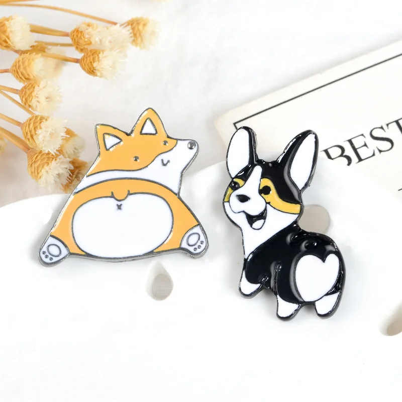 Creative Corgi Dog Brooches women Hat Pin Men's Jackets Backpack Badge for dog mom enamel Metal Brooch Jewelry hot Lapel pins