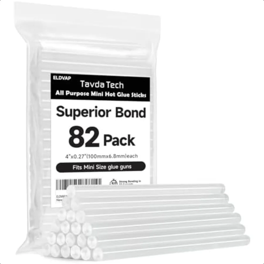 

ELDVAP Clear Mini Hot Glue Sticks 82 Count 0.27D 4L for Most Mini Glue Guns Multipurpose All Temperature Sticks for DIY Craft B
