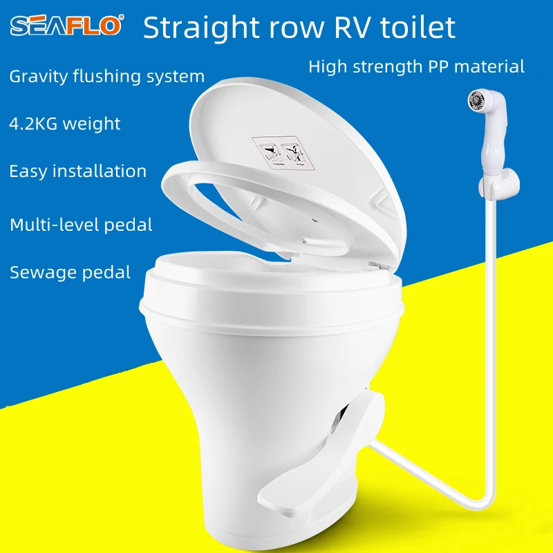 Motorhome RV Pedal Flush Toilet RV Direct Row Toilet Warehouse Toilet Campsite Flushable Toilet RV Modification PP Material