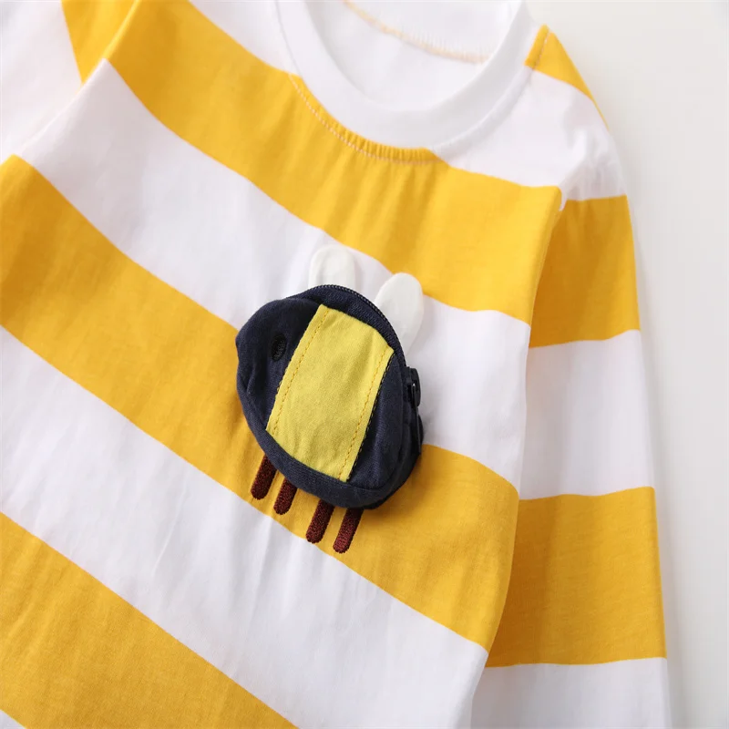 Biene-Applikation, 2–7 Jahre, langärmelig, Mädchen-Kleidungssets, Kinderanzüge, 2-teiliges Oberteil + Leggings, Babykostüm, Herbst, Frühling, Kinder-Outfits – Detail 4