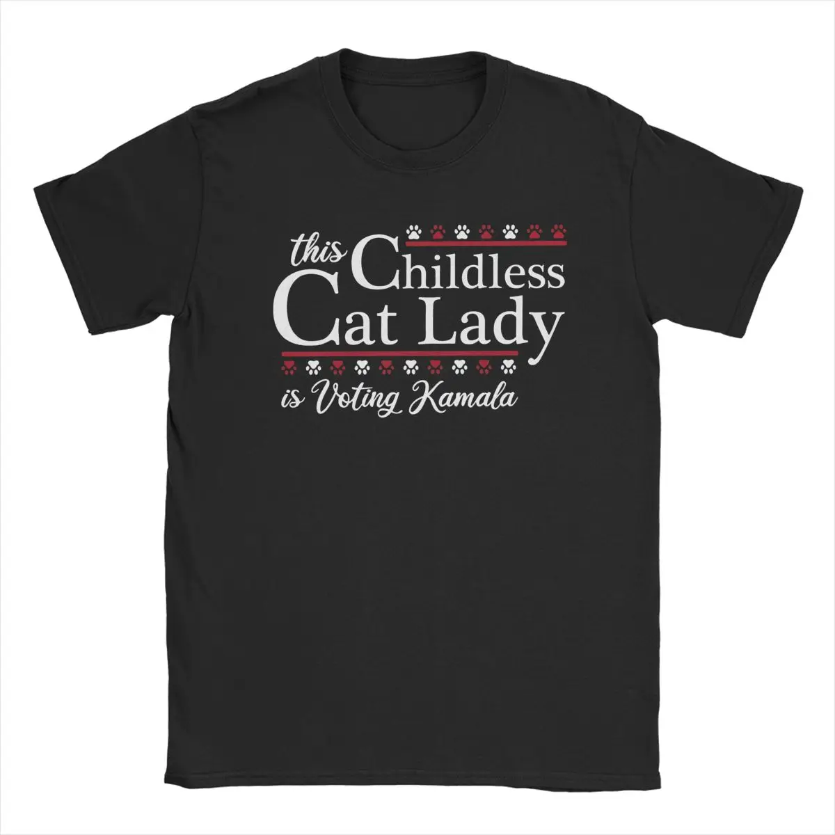 Childless Cat Lady Is Voting Kamala T-Shirt Men Hipster Cotton Tees Round Collar Short Sleeve T Shirt Original Clothing