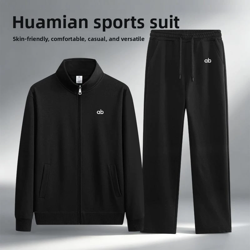 unisex-2026-spring-autumn-heavyweight-cotton-2‑piece-tracksuit-zip‑up-stand-collar-minimalist-casual-sports-set