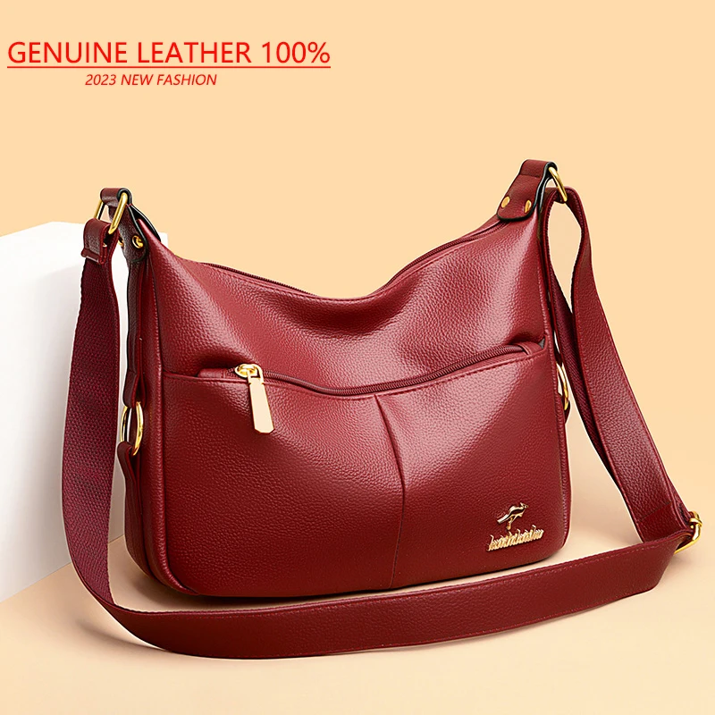 New Fashionable Hot selling Womens Shoulder Bag High quality Soft Leather Women Handbag Solid Color Simple Crossbody Bags Wallet