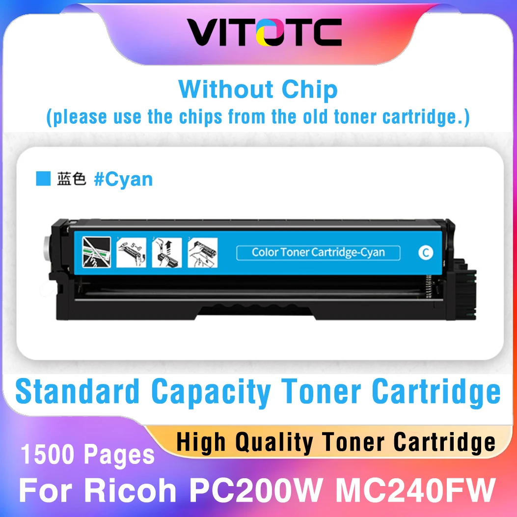 New Compatible MC240 P C200 Toner Cartridge For Ricoh MC240FW PC200W M C240FW P C200W Color Printer Without Chip
