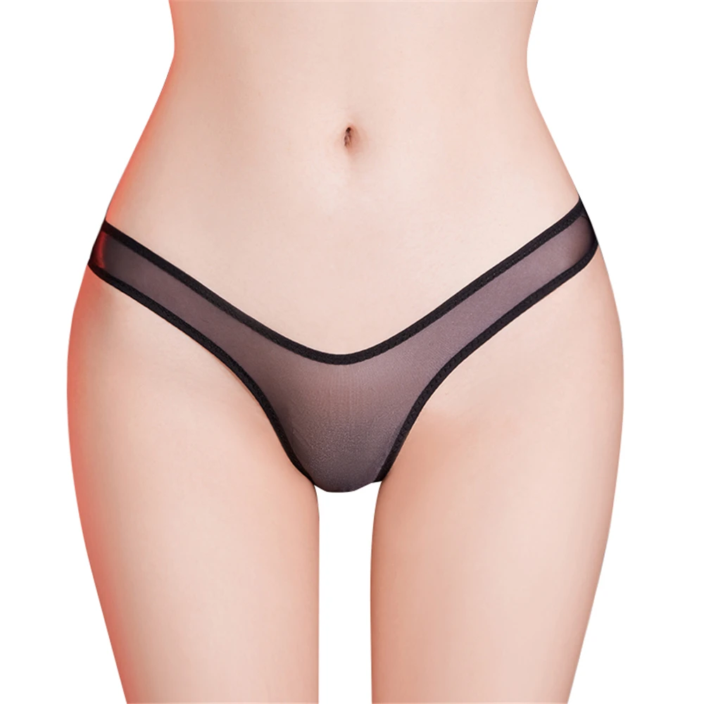 Sexy Women Low Waist G-string Breathable Brief T-Back Oil Glossy Thong Elastic Underwear Sheer See Through Sexy Exotic Briefs