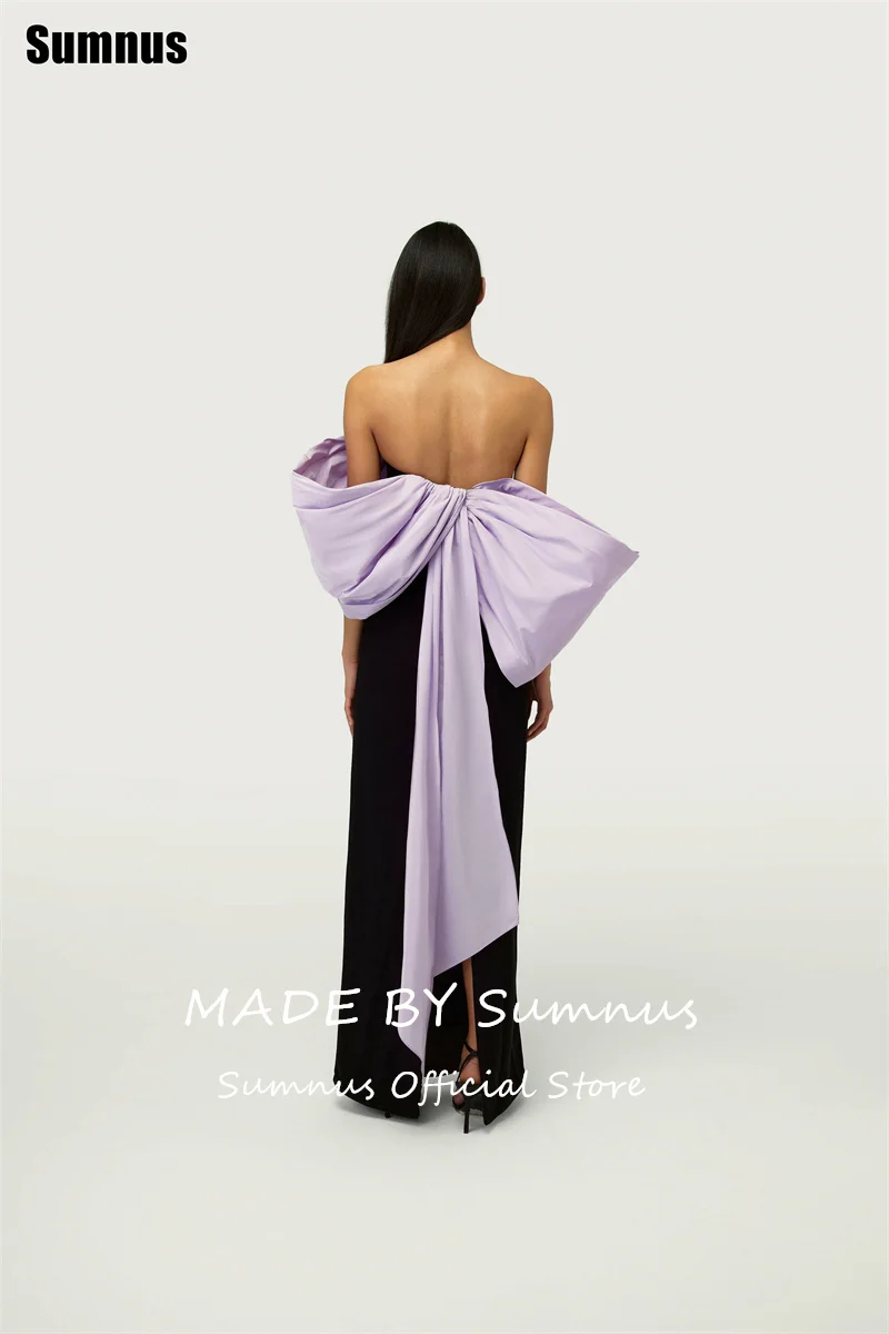 Sumnus Elegant Mermaid Prom Dresses Off Shoulder Big Bow Contrast Color Gala Maxi Bodycon Formal Dresses vestidos Customized