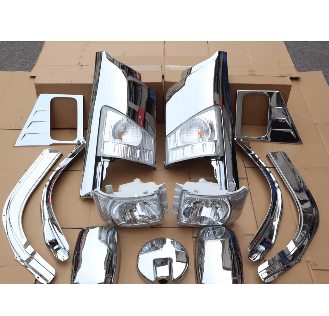 

STLFFor Isuzu Truck 1 Set Chromed Body Parts Headlight Wheel Eyebrow Grill Rear Mirror Cover Headlamp Body Kit for NPR 700P