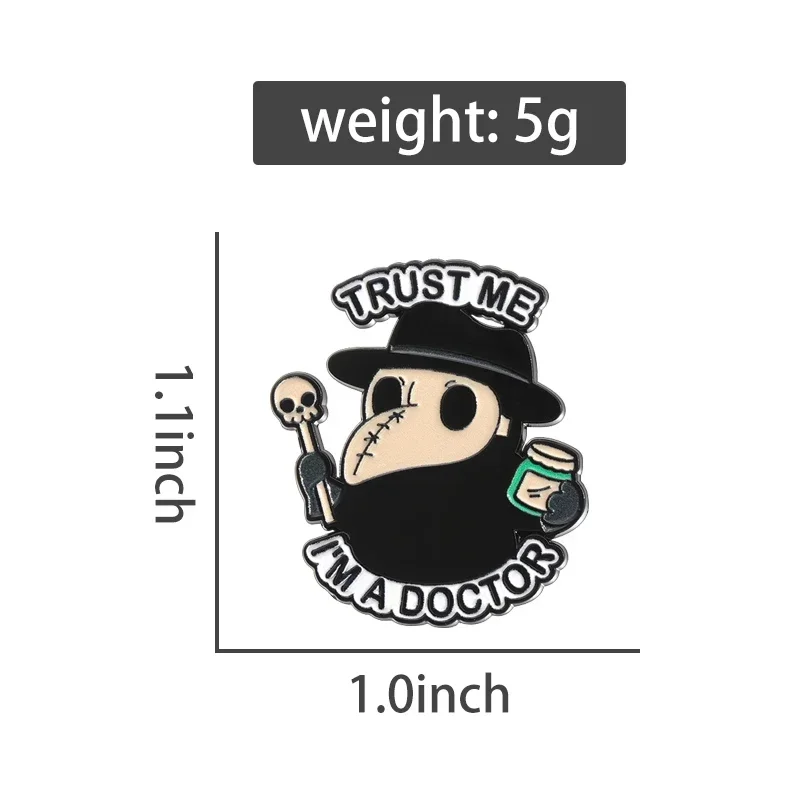 Trust Me I\'m A Doctor Brooch Enamel Pins Halloween Punk Wizard Metal Brooches Clothes Lapel Badge Jewelry Gift for Kids Friends