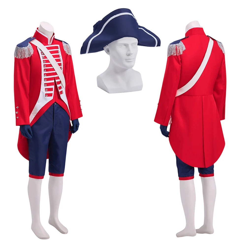 Chaqueta, pantalones y sombrero de pirata colonial para hombre, traje de comandante, uniforme histórico de oficial militar, disfraz de húsar de la época de la Regencia.