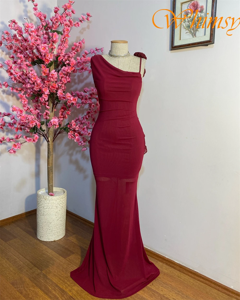 Customized Elegant One Shoulder Sleeveless Evening Dress High Quality Chiffon Prom Dresses Temperament Flowers Party Gowns