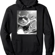 Polarshe Grappige Skydiving Kat Selfie Met Buitenaardse Ufos Cadeau Unisex Capuchon Sweatshirt