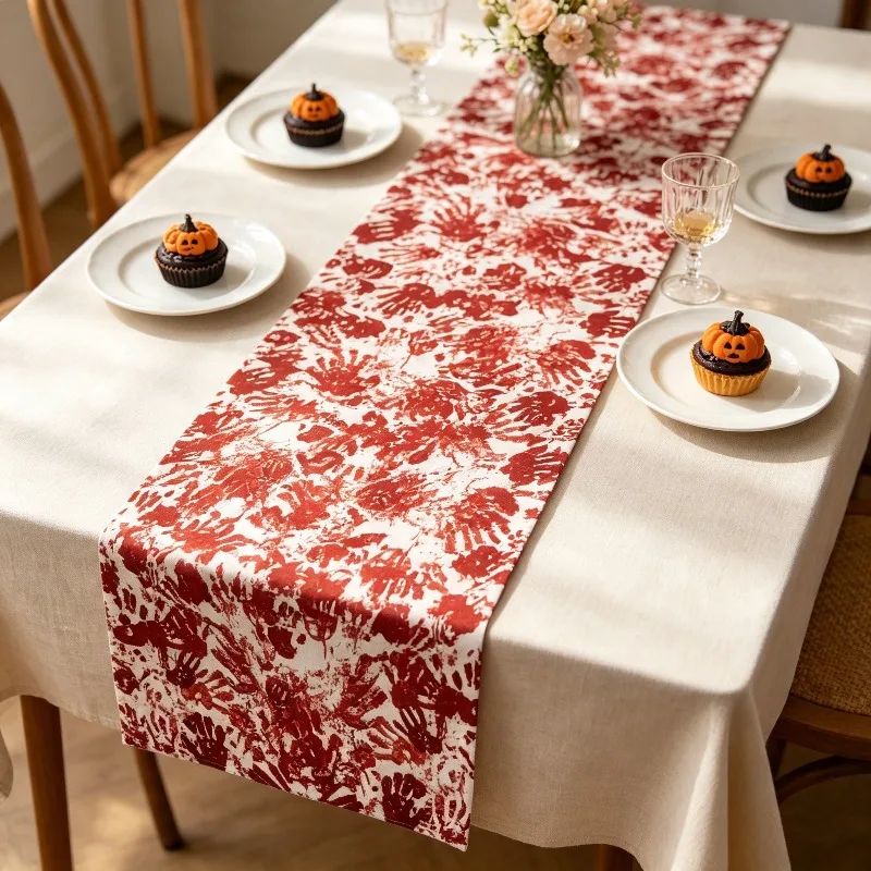 Bloody Halloween Tablecloth Horror Party Decoration and Supplies Bloody Dining Table Mats Halloween Party Decoration Props