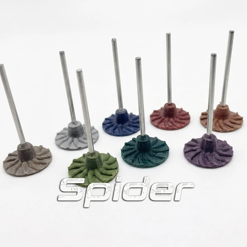 ADN Spider 23mm Flexible Rubber Polishing Disc 2.35mm Shank 150-1200 Grit Dry Grinding Wheel for Complex Jewelry Surface