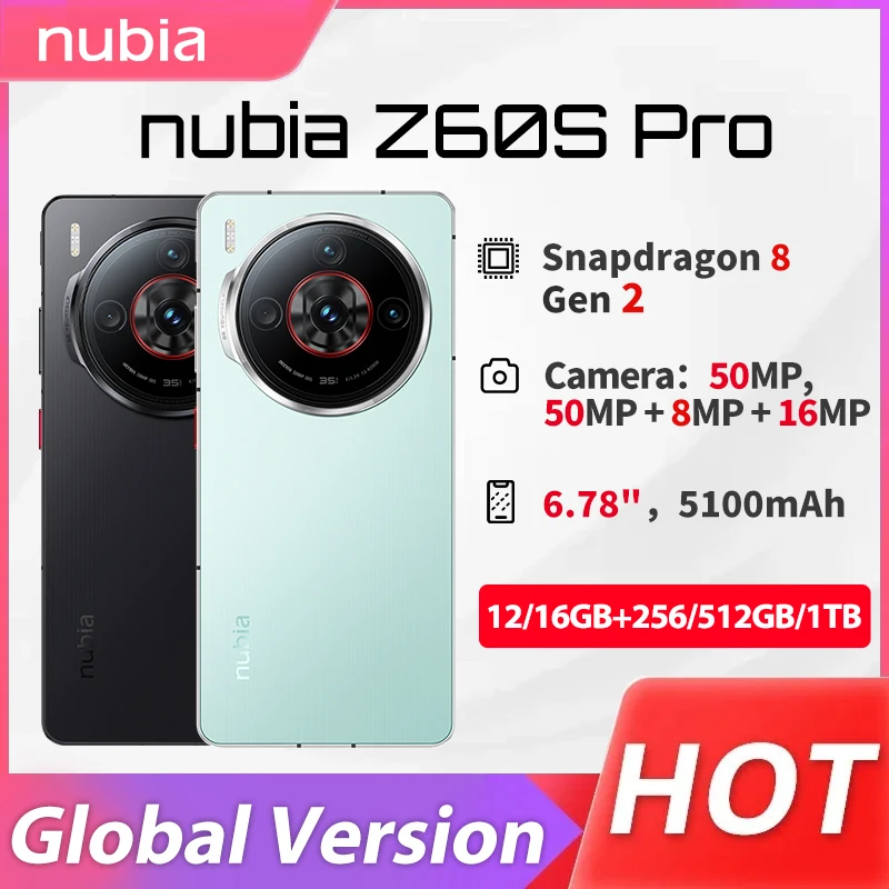 

Global Version Nubia Z60S Pro [World Premier] 6.78" Smartphone Snapdragon 8 Gen 2 Satellite Communication AI 5100mAh Battery 80W