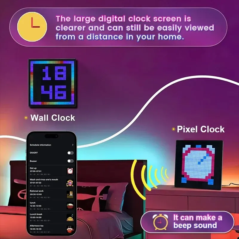Умный СВЕТОДИОДНЫЙ матричный пиксельный экран, дисплей с управлением через приложение, программируемая ночная версия, цифровая Пиксельная фоторамка, декор игровой комнаты, художественный дисплей