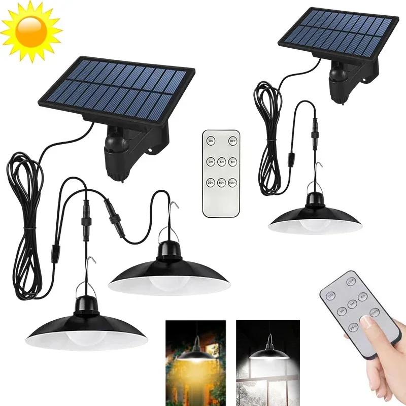 Solar Pendel leuchte IP65 wasserdichte LED solar betriebene Lampe mit Fernbedienung Kronleuchter Camping Outdoor Garten Hängelampen