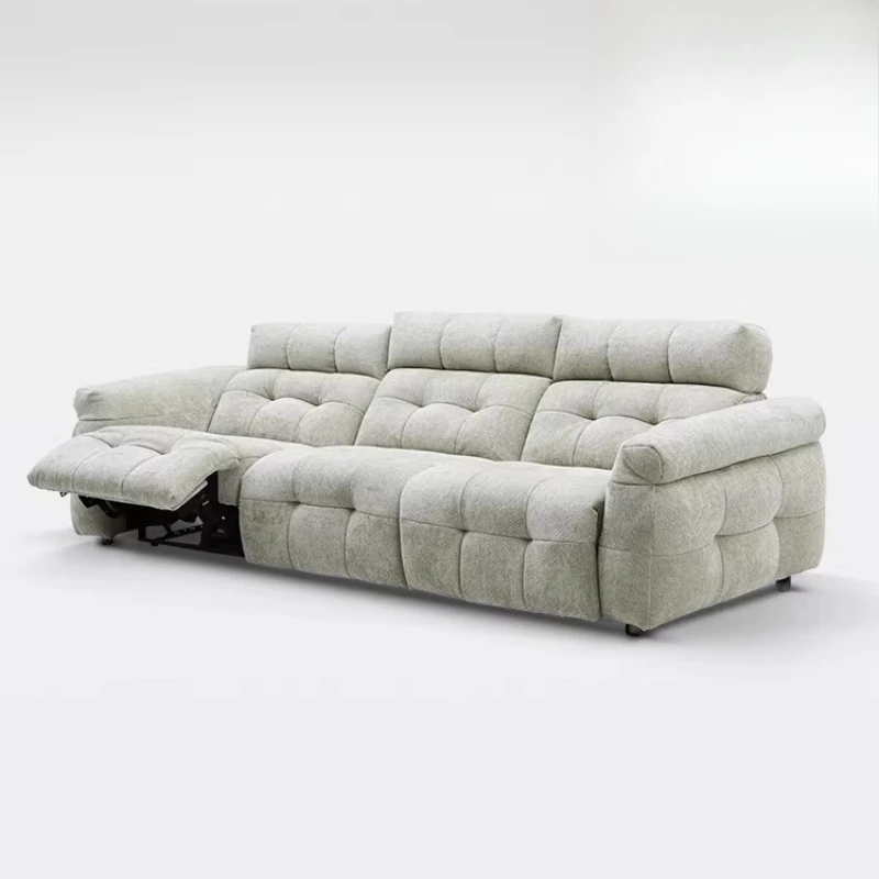 Electric sofa cream style living room size apartment three-person high backrest functional sofa