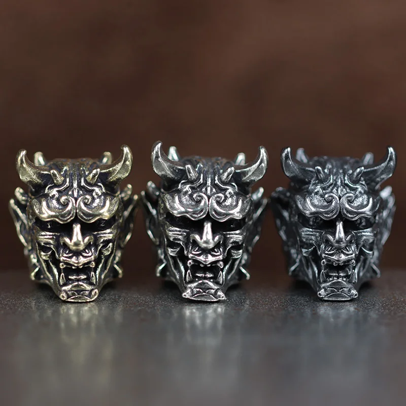 Japanese Demon Samurai Brass Knife Bead EDC DIY Paracord Woven Bracelets Lanyard Pendant Accessories Outdoor Tool Hangings Decor