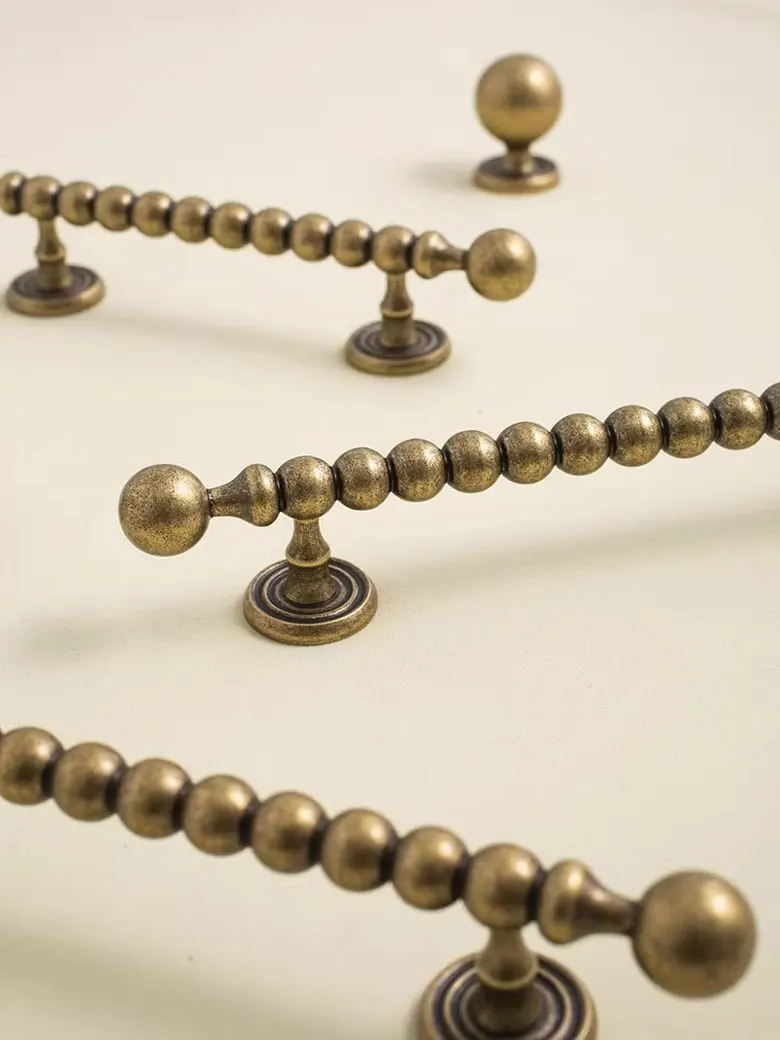 Small Round Ball Handle Antique Bronze Cabinet Handlles Solid Brass Wardrobe Drawer Knobs Copper Furniture Hardware T-bar shaped