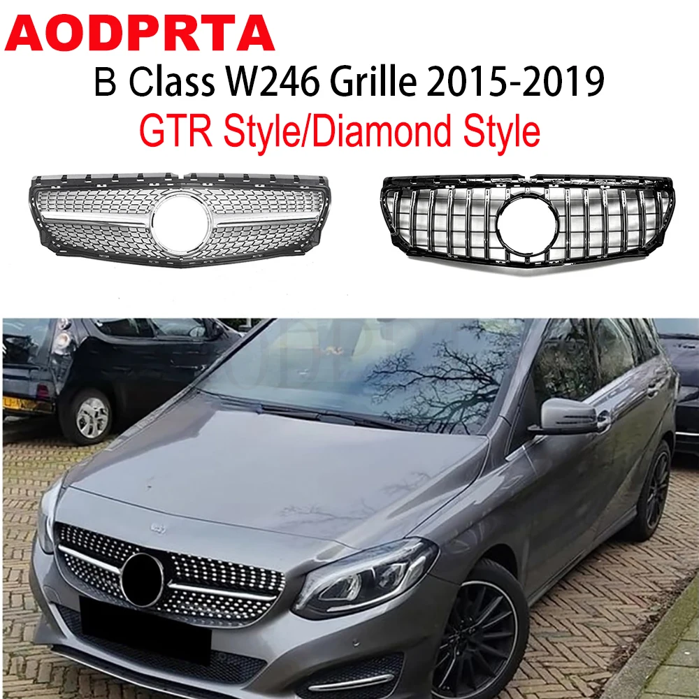 

Diamond Style Black Color Front Bumper Grille Mesh Hood for Mercedes B Class W246 2015-2019 GTR Style B180 B200 B250