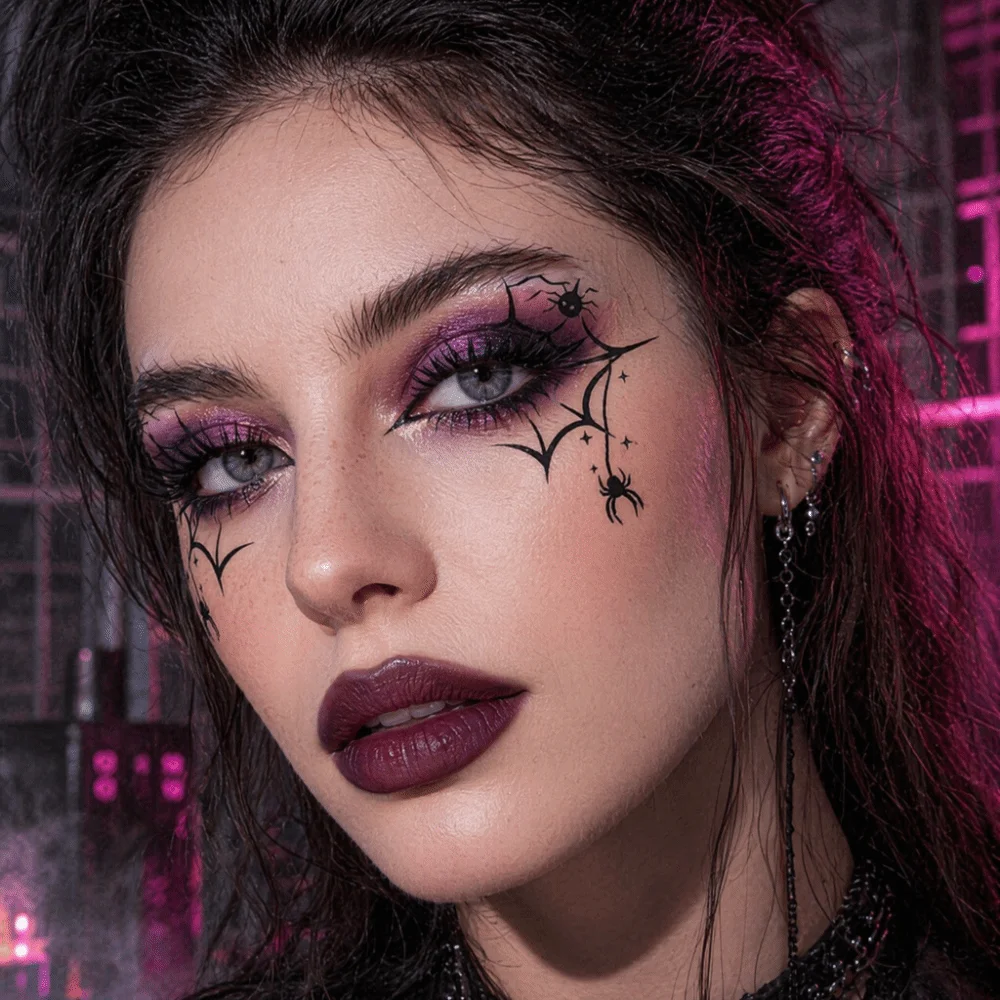 Waterproof Halloween Makeup Stickers Body Art Long Lasting Spider Web Blush Stickers Disposable Black Freckle Tatto Stickers