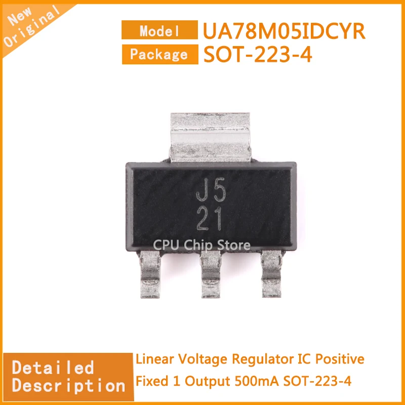 20Pcs/Lot  New Original  UA78M05CDCYR  UA78M05IDCYR  UA78M05 Linear Voltage Regulator IC Positive Fixed 1 Output 500mA SOT-223-4