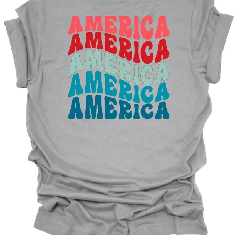 شركة ترينز تي شيرت نسائي لطيف أمريكا مكدسة رائعة