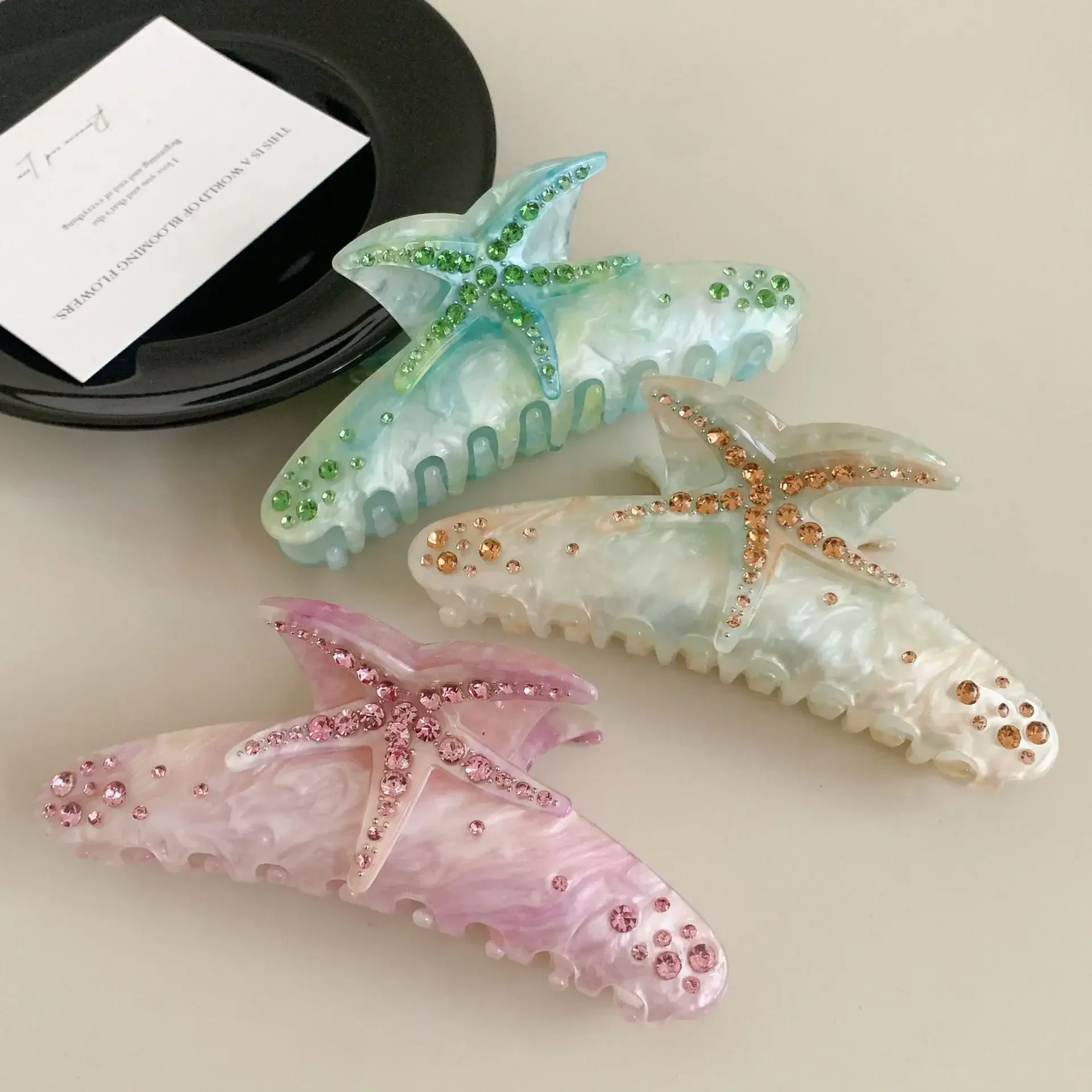 

Starfish Hair Claw for Women Rhinestone Acetate Claw Clip Vacation Jewelry Hair Clip Trendy Claw Clips Hair Accessories