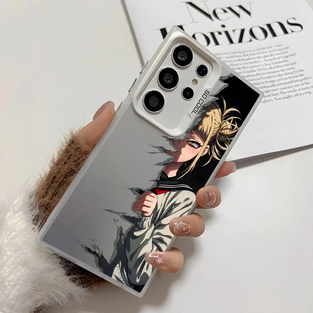 Custodia per telefono Himiko Toga A-Academia Hero per Samsung Galaxy S25 Edge S24 S23 S22 S21 S20 Ultra Funda Custodia per telefono in silicone argento