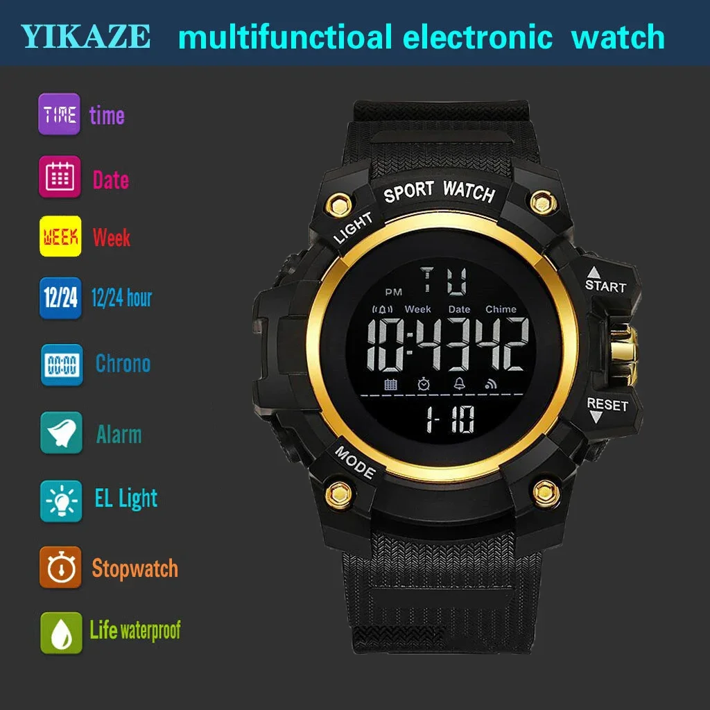 Yikaze Militaire Heren Sporthorloges Countdown Stopwatch Mannen Sport Horloge Waterdicht Led Digitaal Polshorloge Elektronisch Horloge