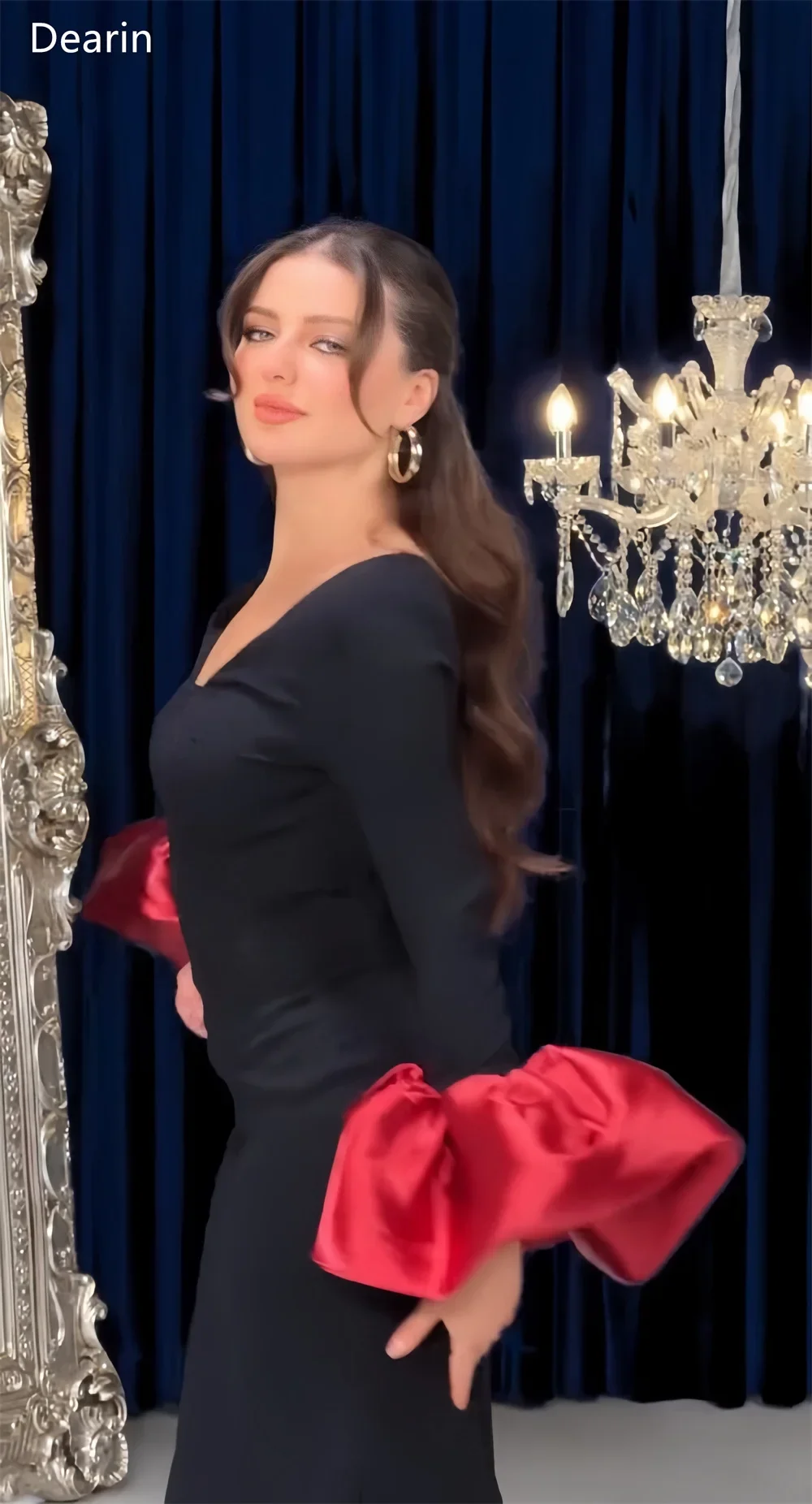 Customized Evening Gown Women Formal Dearin V-neck Mermaid Floor Length Tulle Skirts Draped Bespoke Occasion Dresses Prom Dress