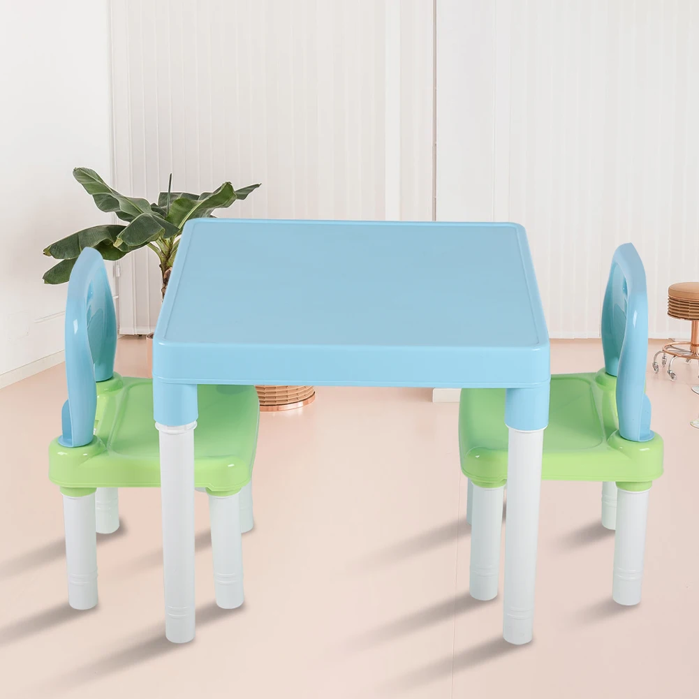 Childrens Kids Plastic Table Chair Set Learning Studying Desk For Dinner Playing Games Drawing And Paint Home Kindergarten
