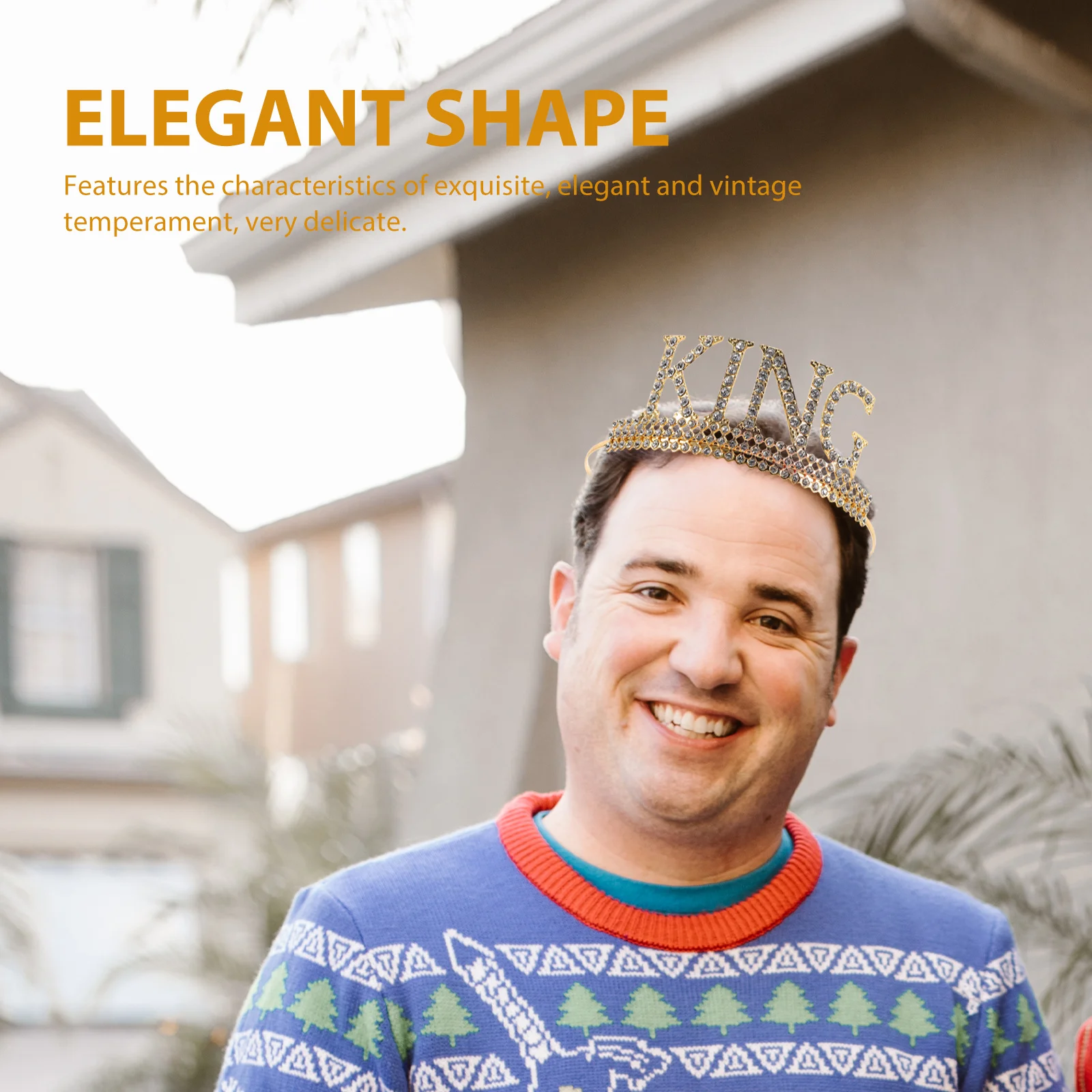 1 قطعة تاج الملك خمر البلاستيك الراين عيد ميلاد تاج للرجال الصبي تأثيري حفلة ديكور عقال زي التبعي