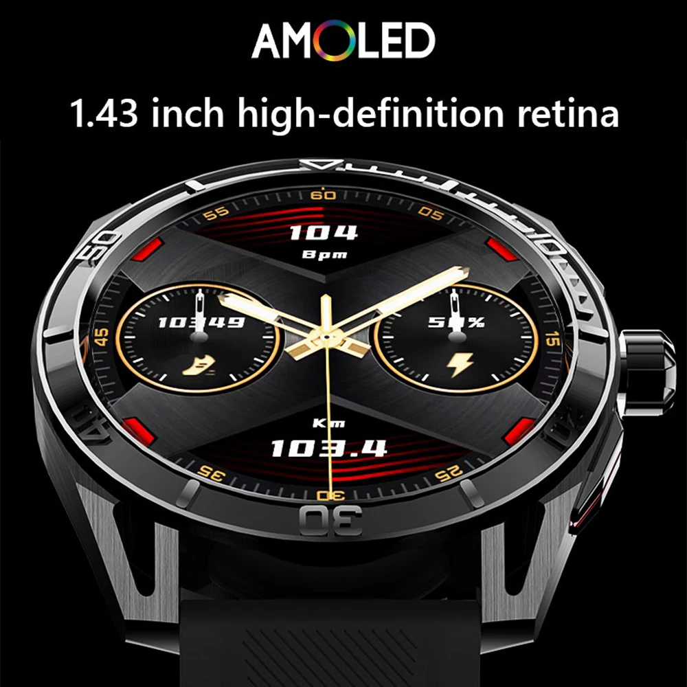 HD30 Smart Watch Men 1.43\'\' 466*466 AMOLED Screen Bluetooth Phone Calls 100+ Sport Model NFC SmartWatch