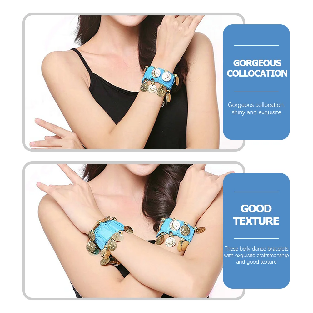 2 pares pulseira de dança do ventre brilhante delicado combinação perfeita corrente de pulso lenço de quadril acessórios de roupa de dança requintado