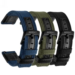 BERNY 20/22mm Nylon Watch Strap Sport Breathable Watch Bands Woven Nylon Bracelet Durability Steel Buckle Tool-Free Watch Strap