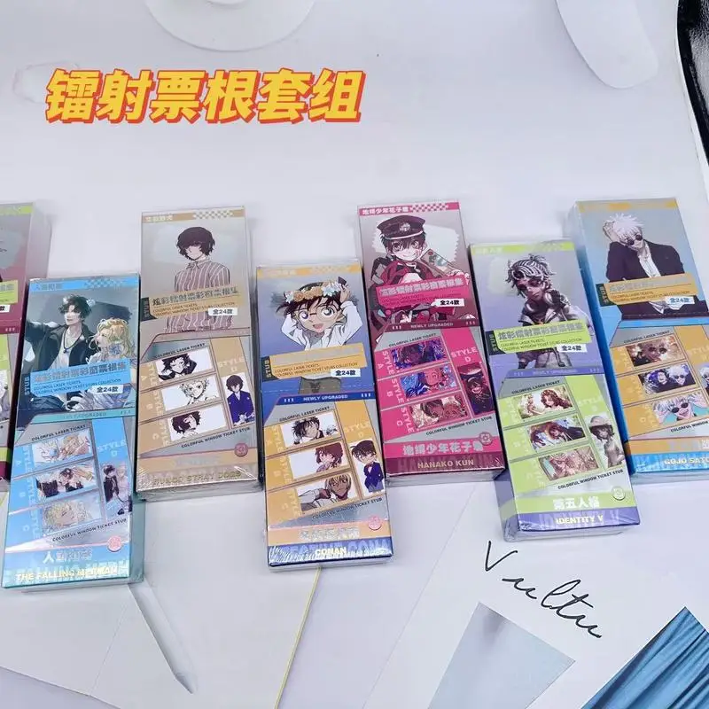 

Goods Anime Peripherals Colorful Laser Ticket Stub Blind Box 12pcs 1 Box Love And Deepspace Double Flash Laser Ticket Spy×Family