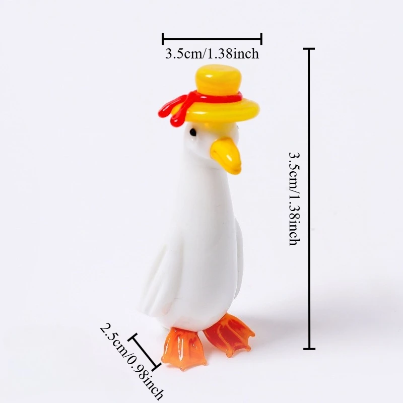 Creative Glass Duck Figurines Cute Mini Animal Desk Decor Adorable Home Ornament Handmade Colored Glaze Craft Lovely Decoration