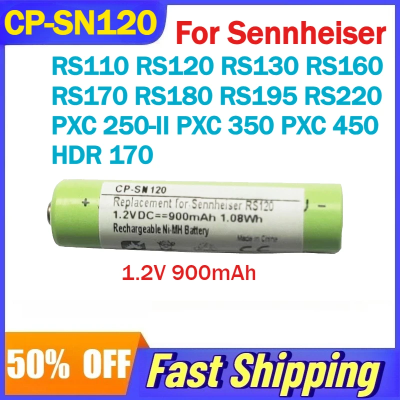 

CP-SN120 Bluetooth Headset Battery for Sennheiser RS110 RS120 RS130 RS160 RS170 RS180 RS195 RS220 PXC 250-II/350/450 HDR 170
