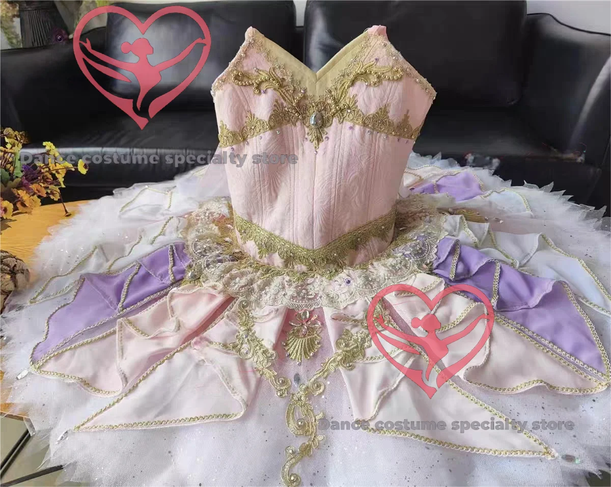 

Пиратское розовое балетное платье для девочек с юбкой-пачкой, наряд для соревнований, профессиональный на заказ