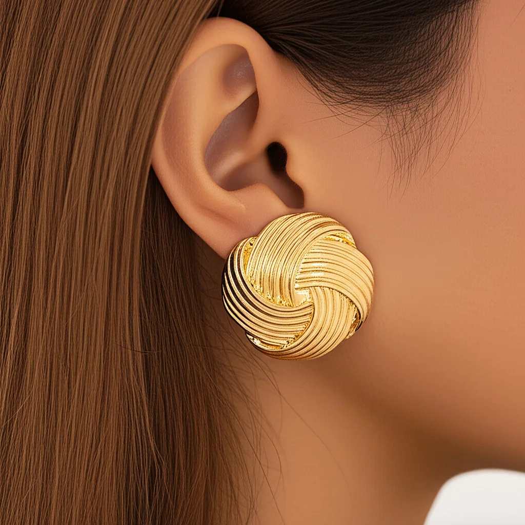 Gold Plated Alloy Chunky Statement Earrings Vintage Jewelry by Heaven Mayhem for Women