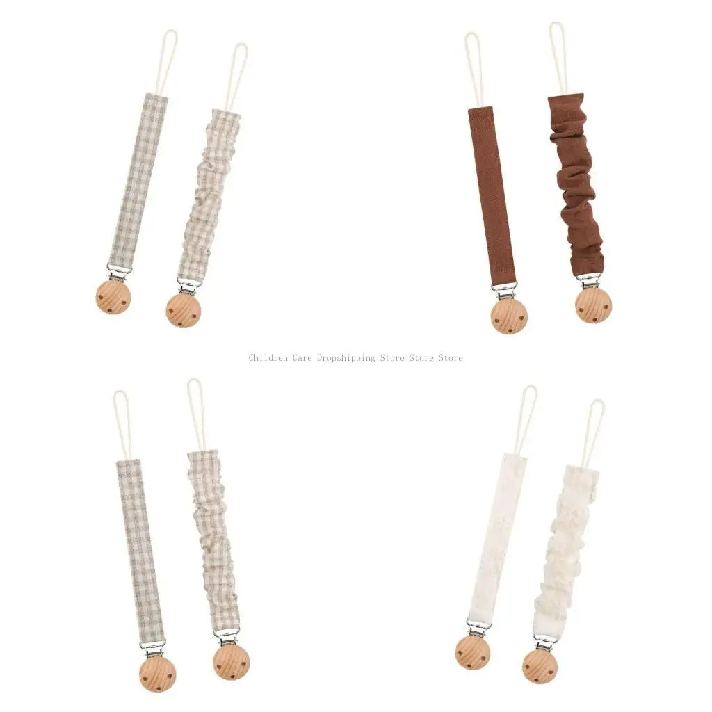 

Set of 2Pcs Baby Pacifier Holder Clip Chain Teething Toy Strap Fall Prevention