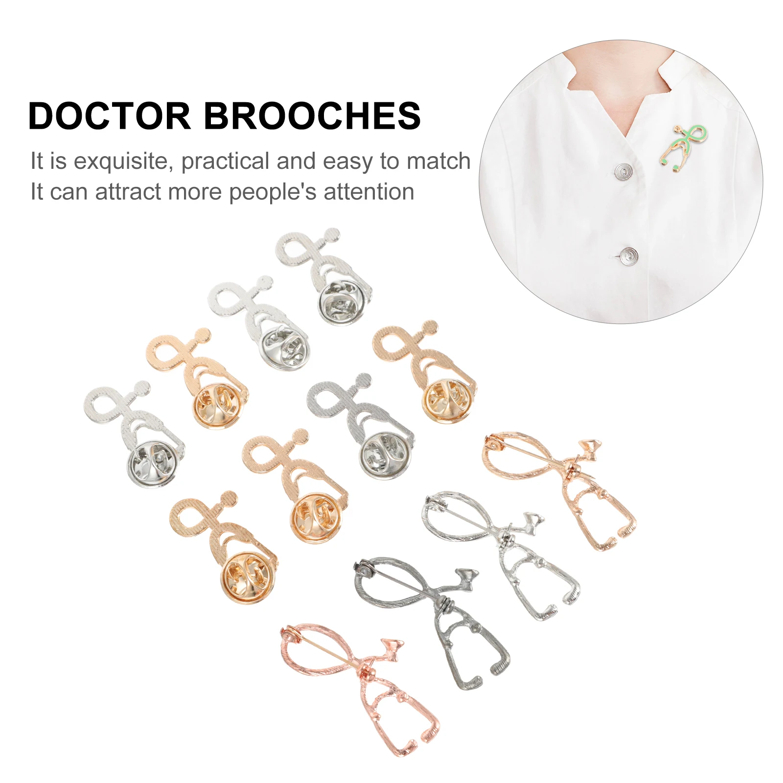 

12Pcs Retro Stethoscope Brooch Alloy Nurse Doctor Jewelry Stylish Durable Lapel Pin Unique Gift Alloy Brooch Doctor Brooches