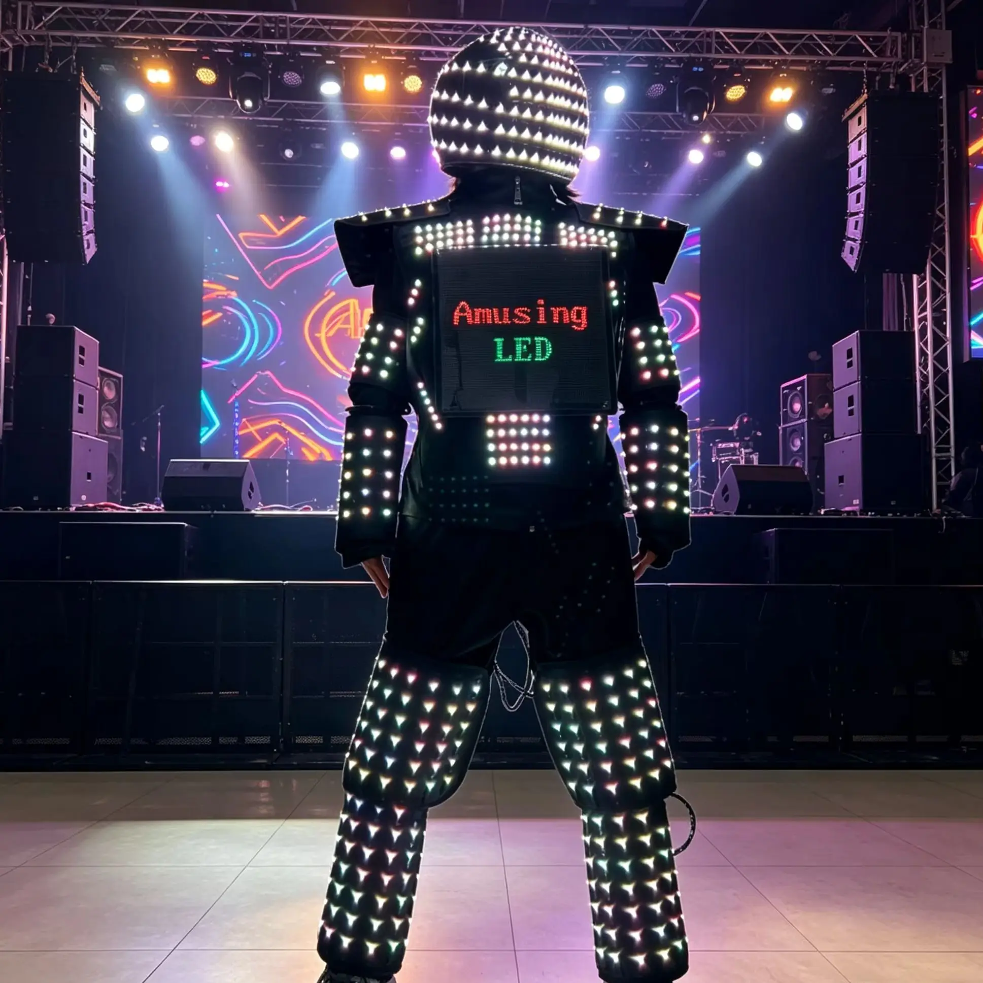 Wireless RGB LED Light-Up Suit Jacket Programmable LED Costume for Stage Dance Show Nightclub Bar Performance Cosplay Robot Armo