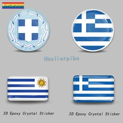 3D Epoxy Resin Car Dome Sticker Greece Flag National Emblem Map Vinyl Decal for Car Decoration Motorcycle Helmet Cell Phone