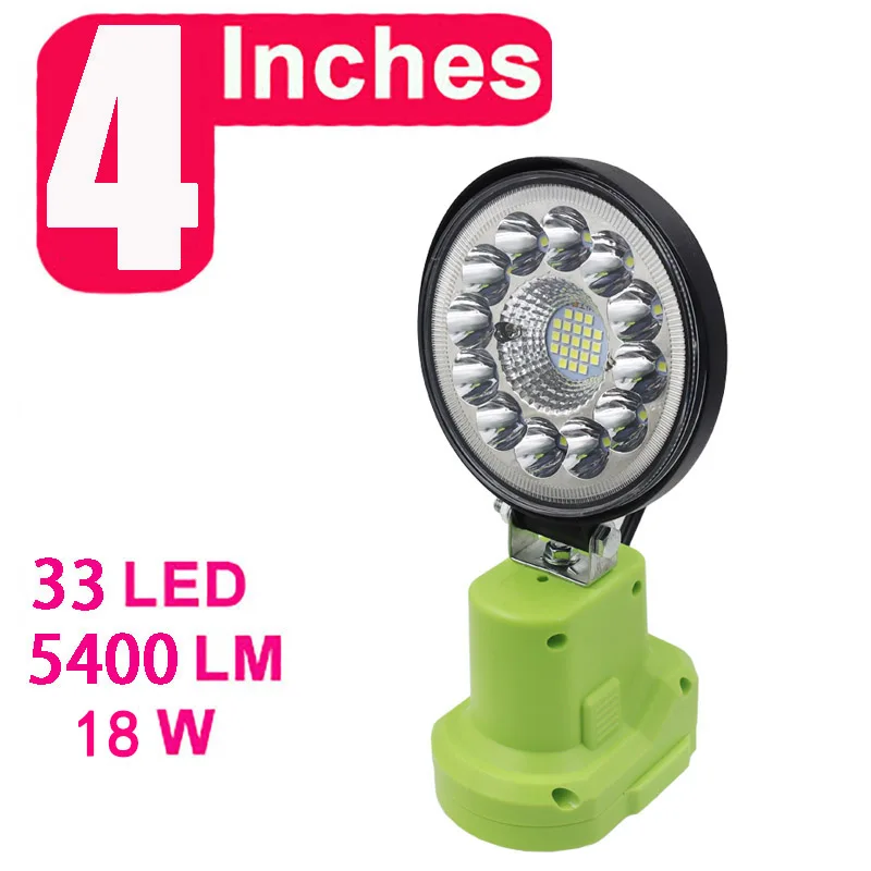 Imagem -02 - Led Alarme Luzes de Trabalho Lanterna Elétrica Tocha Spotlight Lâmpada do Carro para Ryobi 18v Lítio Níquel um Mais Bateria P108 P104 P107 P103