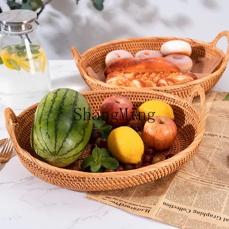 

CLL rattan fruit plate storage basket, refreshment plate, fruit and vegetable basket, coffee table storage box, hollow weaving