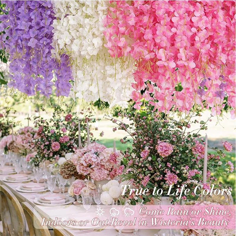 5/10/20 Stück Glyzinien Künstliche Blumenrebe 60 cm Hängende gefälschte Blumen Girlande für Heimdekoration Garten Hochzeit Party Dekoration Wand – Detail 7