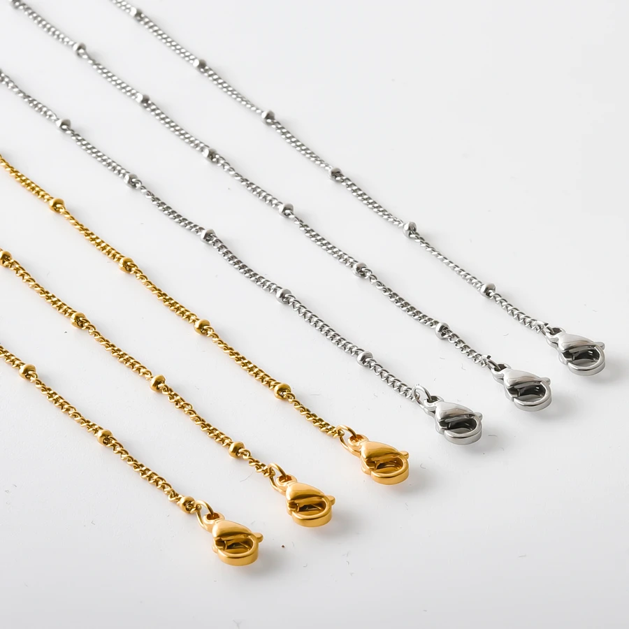 Seitenverschluss-Perlenkette, lange Halskette für Damen und Herren, Accessoires, Edelstahl-Perlenkette, DIY-Anhänger, Großhandel – Detail 3