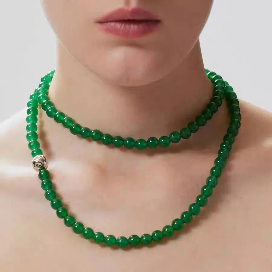 

Jade texture beaded collarbone chain simple everything with a high-grade sense of necklaces